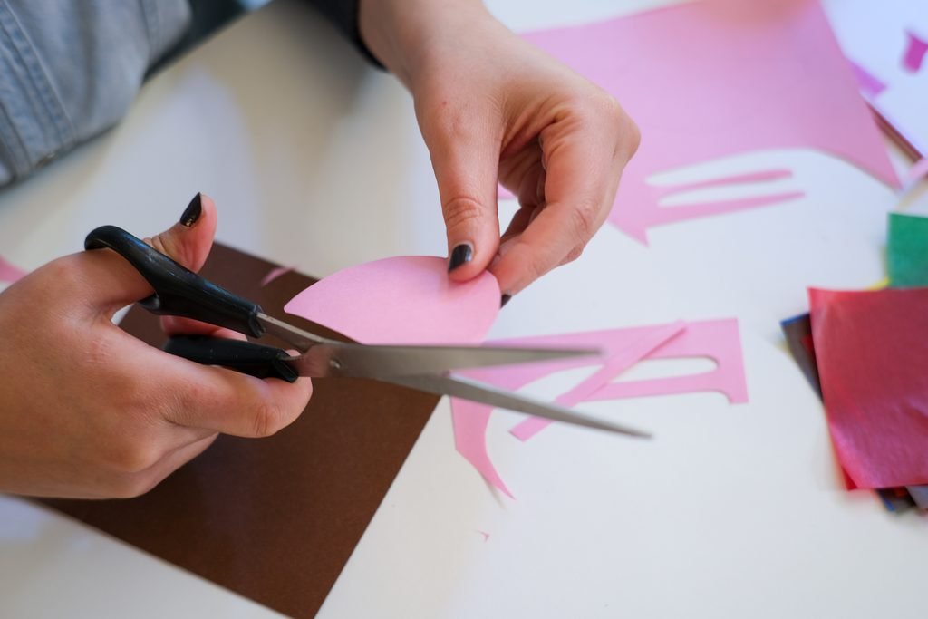 Close-up, Cutting paper shapes with scissors