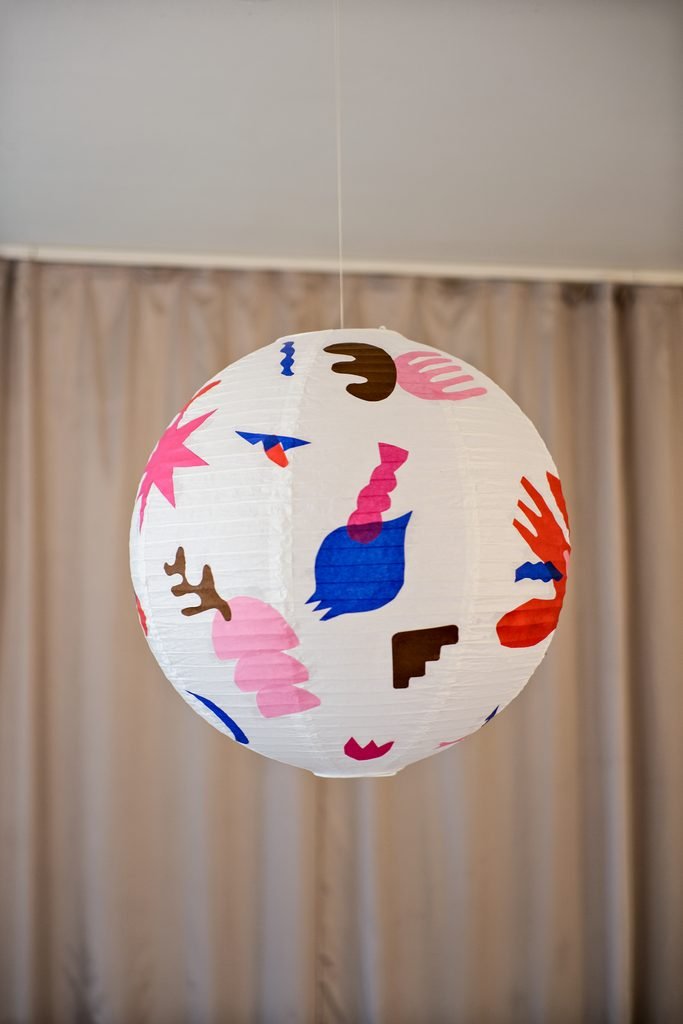 Hanging decorated paper lamp